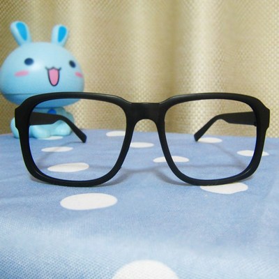 方形磨砂黑无镜片眼镜框眼镜架男女适用时尚百搭搭配造型用