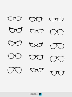 各种卡通眼镜画笔矢量图免费下载_abr格式_编号34812849