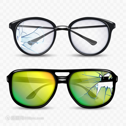 破损眼镜三维插图